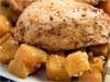 Chicken with Garlic-Roasted Sweet Potatoes