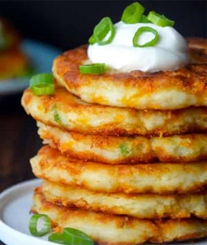 Cheesy Mashed Potato Pancakes