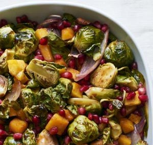 Brussels Sprouts with Butternut Squash and Pomegranate Seeds